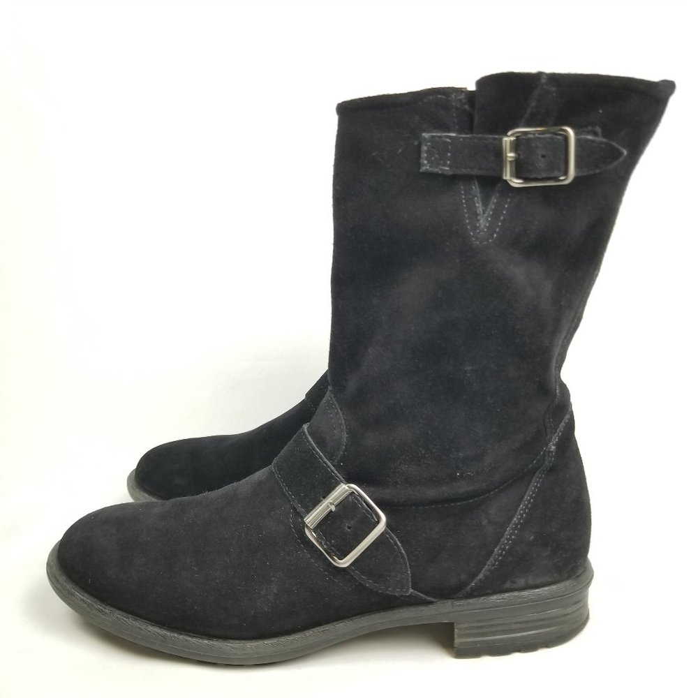 Paul Green Adison Biker Mid Calf Boot Black Suede